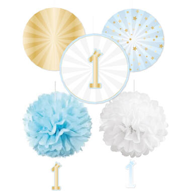 Decoration Kit 1st Birthday Blue Ombre Paper 5 Parts