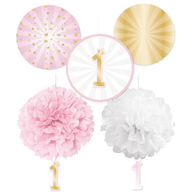 Decoration Kit 1st Birthday Pink Ombre Paper 5 Parts