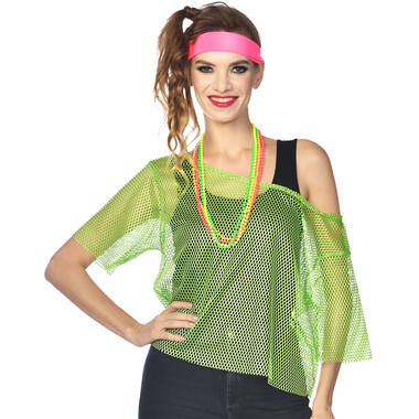 Womens Costume 80s mesh shirt - green S/M