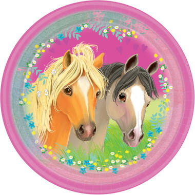 8 Pretty Pony Plates Round Papier 23 cm