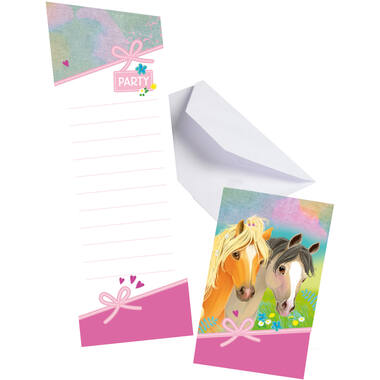 8 Pretty Pony Invitations & Envelopes Paper 14.2 x 8 cm