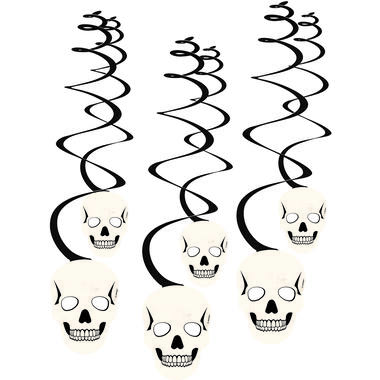 6 Swirl Decorations Skulls Paper Length 60 cm
