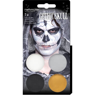 Aqua Kit Gothic/Skull (4 x Face Paint 3.5 g / 1 Brush)