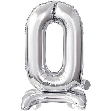 Mini Number 0 Silver Foil Balloon N16 Packaged 36 cm x 22 cm