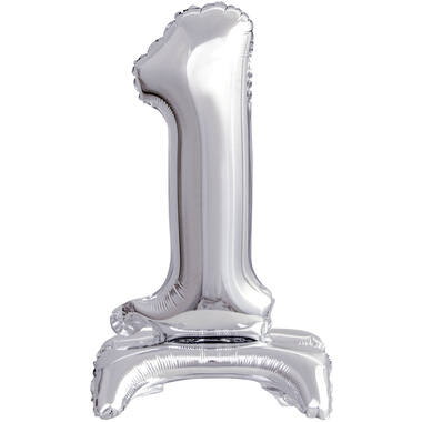 Mini Number 1 Silver Foil Balloon N16 Packaged 39 cm x 22 cm
