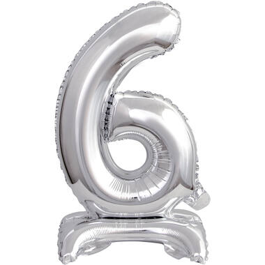 Mini Number 6 Silver Foil Balloon N16 Packaged 38 cm x 22 cm