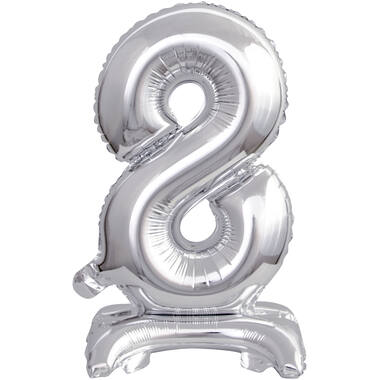 Mini Number 8 Silver Foil Balloon N16 Packaged 37 cm x 22 cm