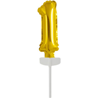 Micro Size Number 1 Gold Foil Balloon N6 Packaged 11 cm x 4 cm