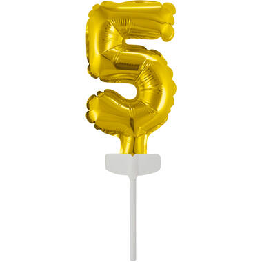 Micro Size Number 5 Gold Foil Balloon N6 Packaged 11 cm x 7 cm