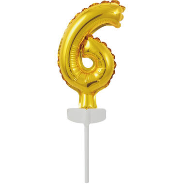 Micro Size Number 6 Gold Foil Balloon N6 Packaged 11 cm x 7 cm