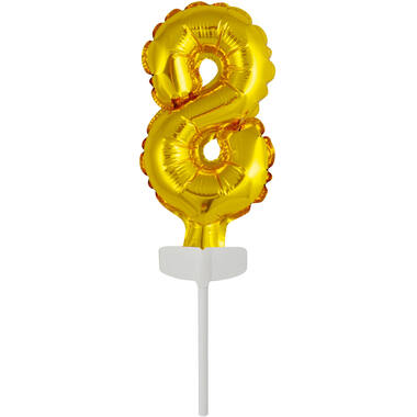 Micro Size Number 8 Gold Foil Balloon N6 Packaged 11 cm x 6 cm