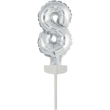Micro Size Number 8 Silver Foil Balloon N6 Packaged 11 cm x 6 cm