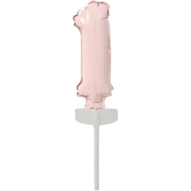 Micro Size Number Number 1 Pastel Pink Foil Balloon N6 Packaged 11 cm x 4 cm
