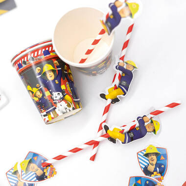 8 Drinking Straws Fireman Sam Paper