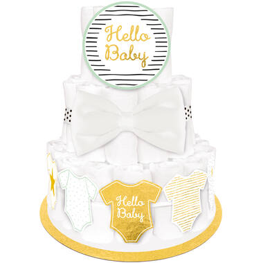 Diaper Cake Decoration Kit Hello Baby 5 Parts