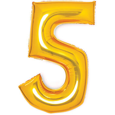 Medium Number 5 Gold Foil Balloon N26 Packaged 72 cm x 52 cm