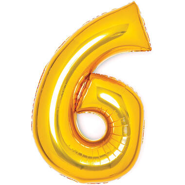 Medium Number 6 Gold Foil Balloon N26 Packaged 74 cm x 46 cm
