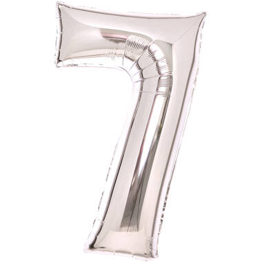 Medium Number 7 Silver Foil Balloon N26 Packaged 70 cm x 45 cm