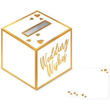 Wedding Wishes Box Wedding 25 x 25 x 25 cm with 40 Cards Paper