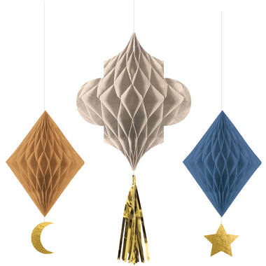 3 Hanging Decoration Eid Ramadan (Honeycomb with Tassel)
