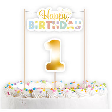Cake Decoration 1st Birthday Rainbow 2 pcs.