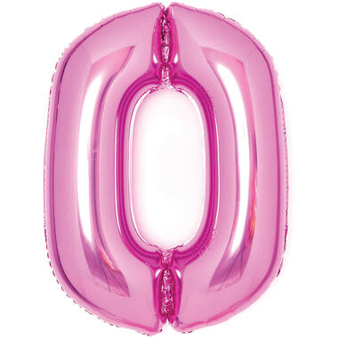 Medium Number 0 Pink Foil Balloon N26 Packaged 67 cm x 47 cm