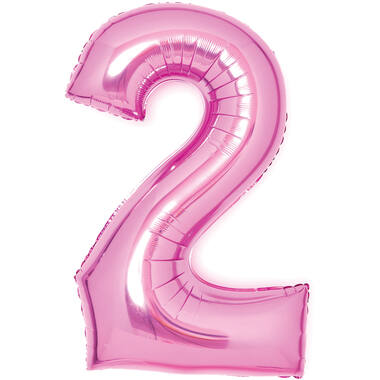 Medium Number 2 Pink Foil Balloon N26 Packaged 70 cm x 51 cm