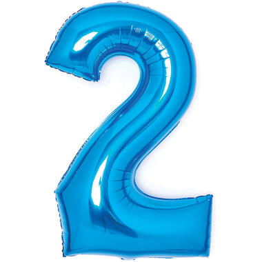 Medium Number 2 Blue Foil Balloon N26 Packaged 70 cm x 51 cm