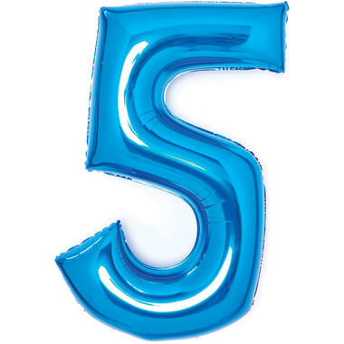 Medium Number 5 Blue Foil Balloon N26 Packaged 72 cm x 52 cm