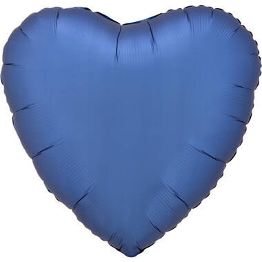 Standard Silk Lustre Azure Blue Heart Foil Balloon C16 Packaged 43 cm