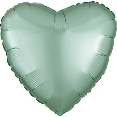 Standard Silk Lustre Mint Green Heart Foil Balloon C16 Packaged 43 cm