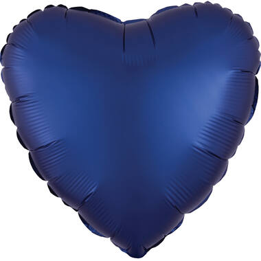 Standard Silk Lustre Navy Blue Heart Foil Balloon C16 Packaged 43 cm