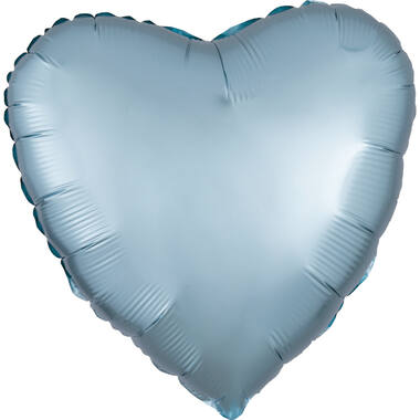Standard Silk Lustre Pastel Blue Heart Foil Balloon C16 Packaged 43 cm