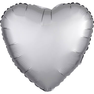 Standard Silk Lustre Silver Heart Foil Balloon C16 Packaged 43 cm
