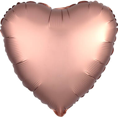 Standard Silk Lustre Rose Copper Heart Foil Balloon C16 Packaged 43 cm