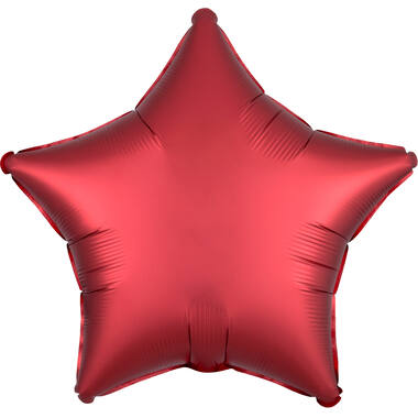 Standard Silk Lustre Dark Red Star Foil Balloon C16 Packaged 48 cm