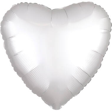 Standard Silk Lustre White Heart Foil Balloon C16 Packaged 43 cm