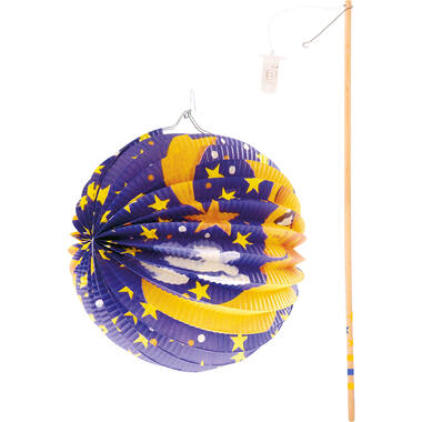 Lantern-Kit Children: Lantern Paper 15 cm / Lantern Stick Electrical Wood 30 cm