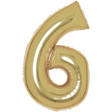 Large Number 6 White Gold Foil Balloon N34 Packaged 92 cm x 55 cm