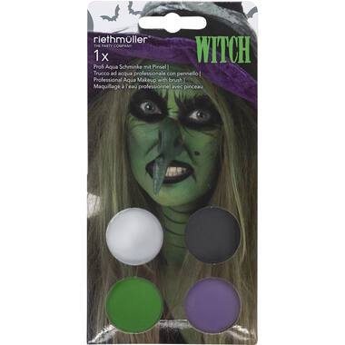 Aqua Kit Witch (4 x Face Paint 3.5 g / 1 Brush)