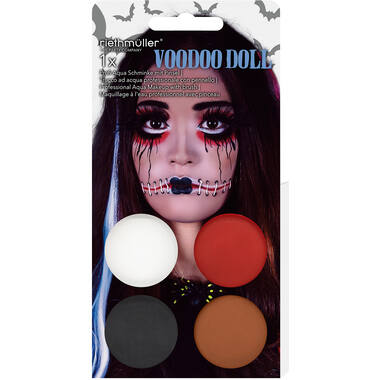 Aqua Kit Vodoo Doll (4 x Face Paint 3.5 g / 1 Brush)