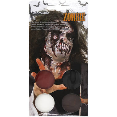 Aqua Kit Zombie (4 x Face Paint 3.5 g / 1 Brush)
