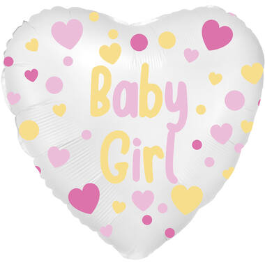 Standard Baby Girl Heart Foil Balloon C40 Packaged 43 cm