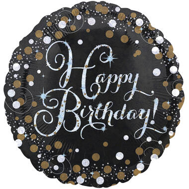 Standard Holographic Sparkling Birthday HBD Foil Balloon C55 Packaged 43 cm