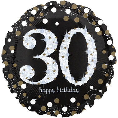 Standard Holographic Sparkling Birthday 30 Foil Balloon C55 Packaged 43 cm