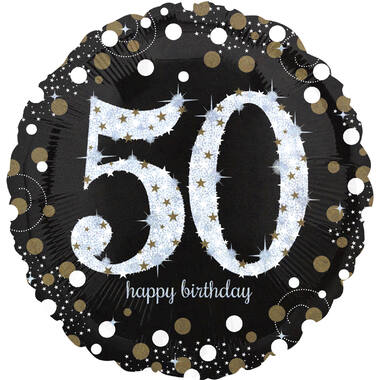 Standard Holographic Sparkling Birthday 50 Foil Balloon C55 Packaged 43 cm