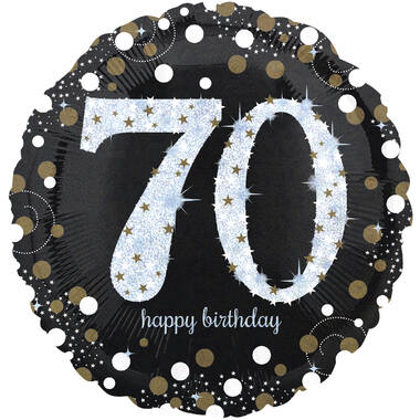 Standard Holographic Sparkling Birthday 70 Foil Balloon C55 Packaged 43 cm