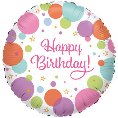 Standard HBD Polka Dots Foil Balloon C40 Packaged 43 cm