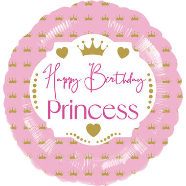 Standard HBD Princess Foil Balloon C40 Packaged 43 cm