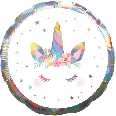 Standard Holographic Iridescent Unicorn Party Foil Balloon C55 Packaged 43 cm